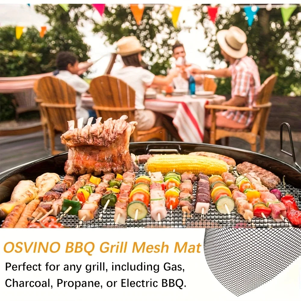 2pcs Teflon Non-Stick Grill Mesh Mats, Reusable BBQ Mats Suitable for Outdoor , Cooking Meat, Fish, Steak, And Vegetables