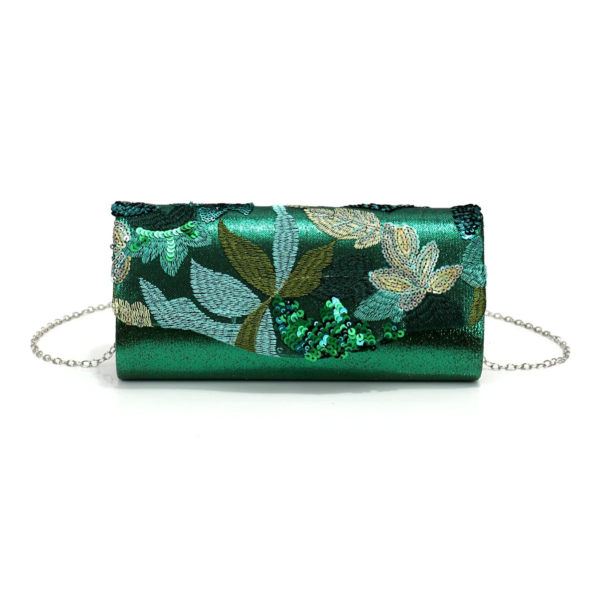 Spring and summer new dark green flower dinner bag light luxury envelope bag women's elegant fashion dress clutch bag