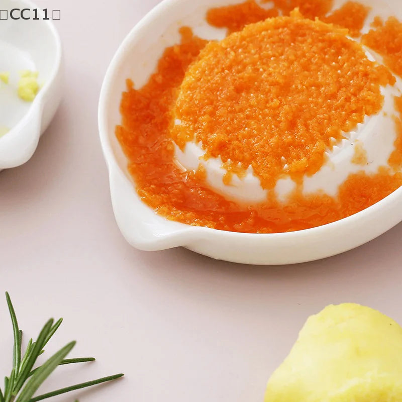 〔CC11〕White Simple Ceramic Ginger Grater Tool Hand Grinder Garlic Masher Portable Porcelain Carrot Ginger Grinding Kitchen Tool