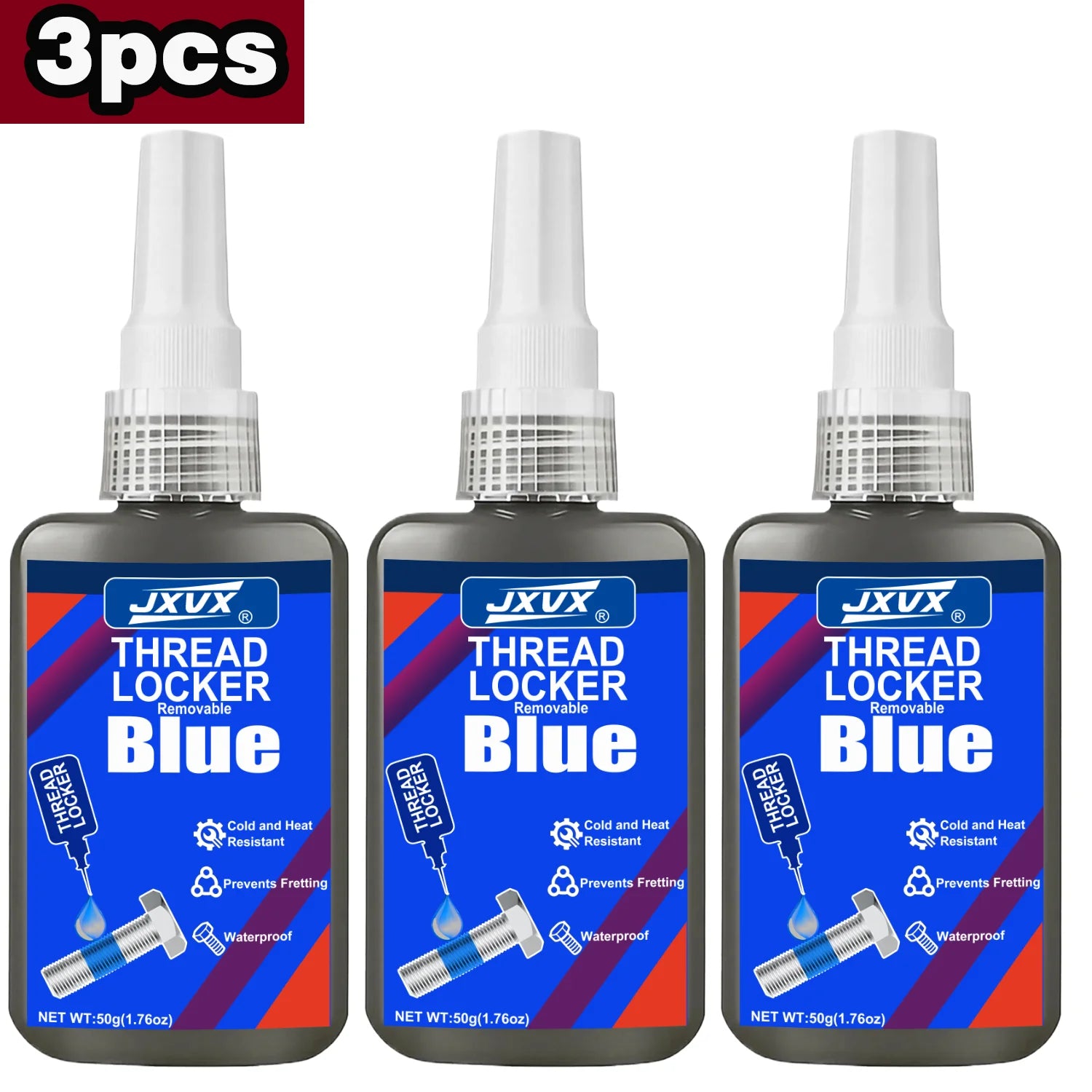 Threadlocker Screw Glue Blue Medium Strength Quickly Cured Thread Locking Agent Anaerobic Adhesive  Industrial Thread Sealant,Replaces Washers,,Suitable for All Metal Threaded Assemblies,1-6pcs.