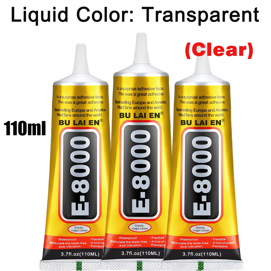 E8000 Phones Screen Glue, Semi Fluid Iransparent Adhesive Glue Precision Craft Repair for Phone Screen Replacements DIY Jewelry