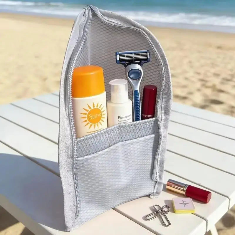 [ZY]Large Capacity PVC Cosmetic Bag Waterproof Space Saving Toothbrush Toiletry Pouch Zipper Closure Vertical Design[ZY]