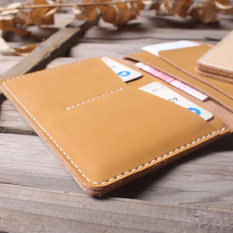 Vintage Leather Passport Cover Holder - RFID Blocking Travel Wallet with Card Slots & ID Pocket, Cowhide Air Ticket Case for Men