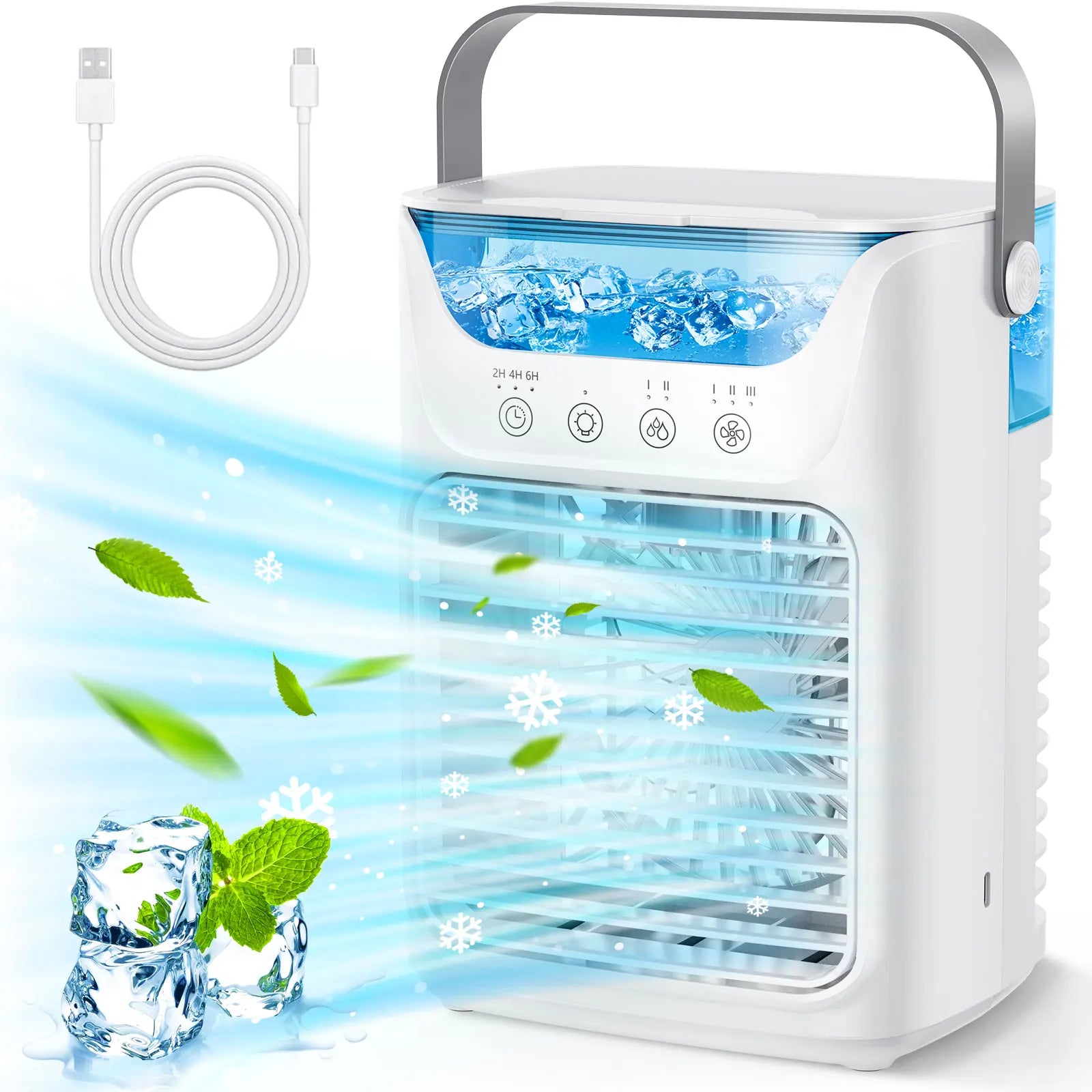 Portable Humidifier Cooling Fan Air Conditioner Desktop Fan Water Tank Small Air Cooling Fan for Home Bedroom Small Personal Fan