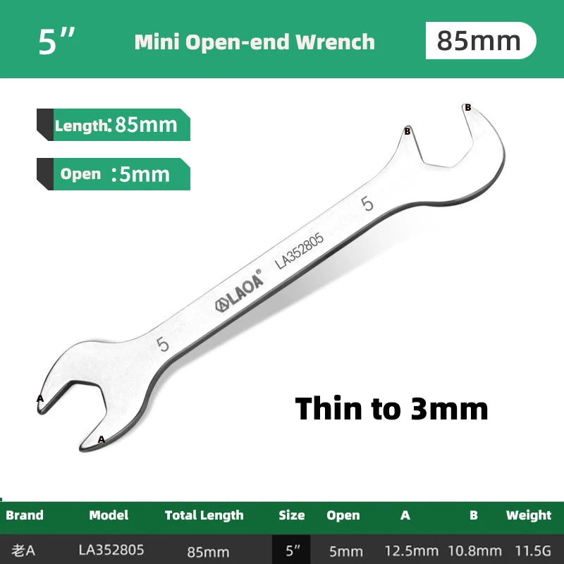 LAOA Mini Double Ended Spanner Open-End Wrench Rool Wrench Can Be Carried with You 5mm-11mm