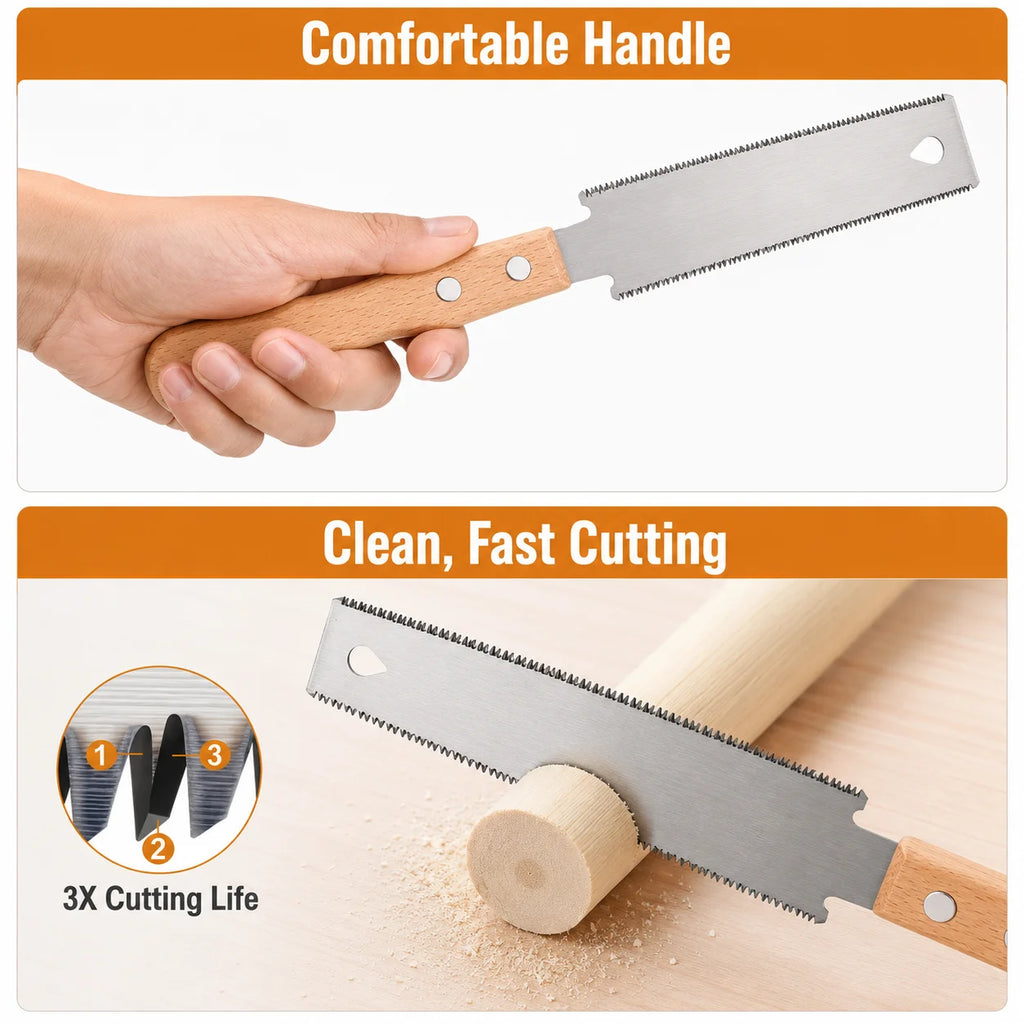 1pc Japanese Double-Edged Hand Saw, SK5 Steel 6-Inch Fine-Tooth Pull Saw for Carpentry Gardening, Portable Mini Woodworking Tool