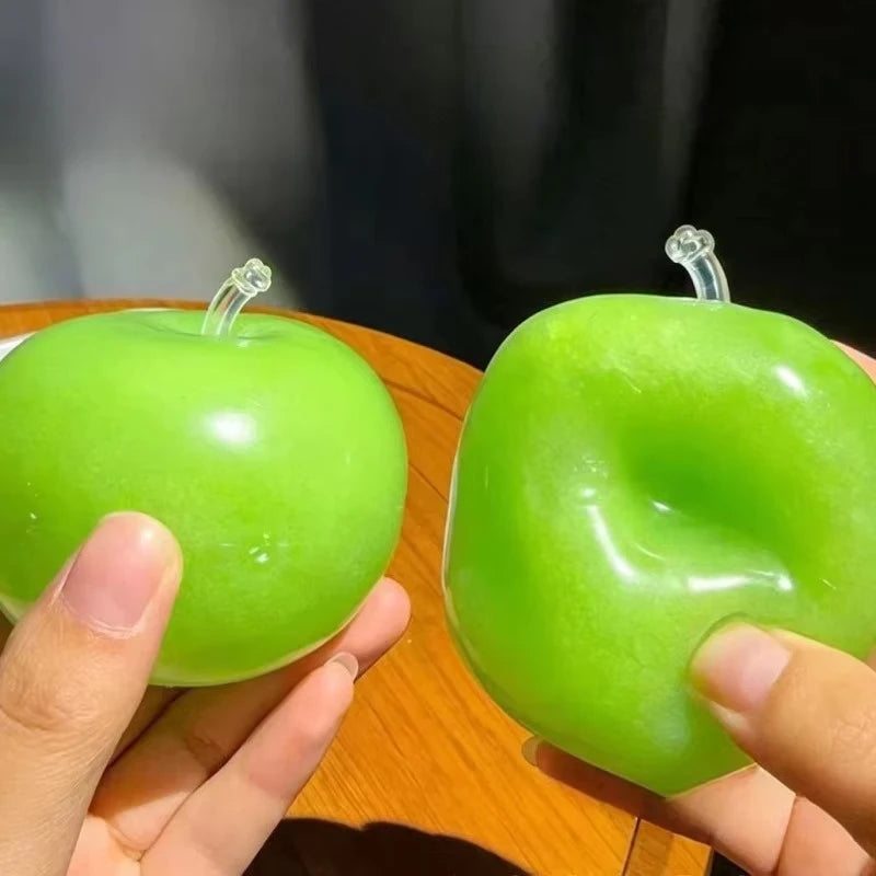Green Apple Slushie Squishy Fidget Toy Crunchy Moldable Non-Bounce Sensory Stress Reliever Medium Grip Strength Slow Rising Gift