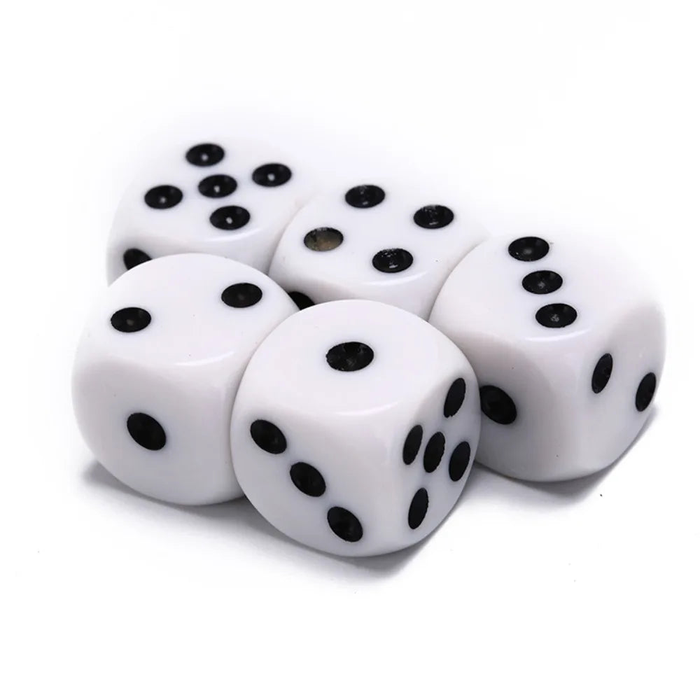 5Pcs/10Pcs 14mm/10mm 6 Sided Drinking Dice Acrylic White Dices Point Dice Set Game Accessory Round Corner Cubes RPG Dice
