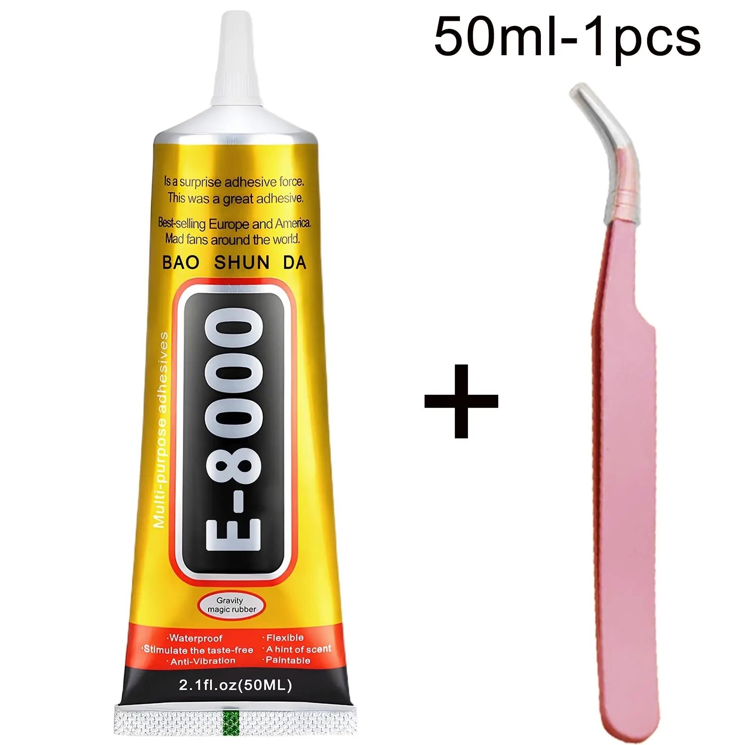 E-8000 15/50/110ML Transparent Phone Screen Repair Glue E8000 Universal Glass Plastic DIY Adhesive With Precision Applicator Elastic Glue Tools Includes tweezers.