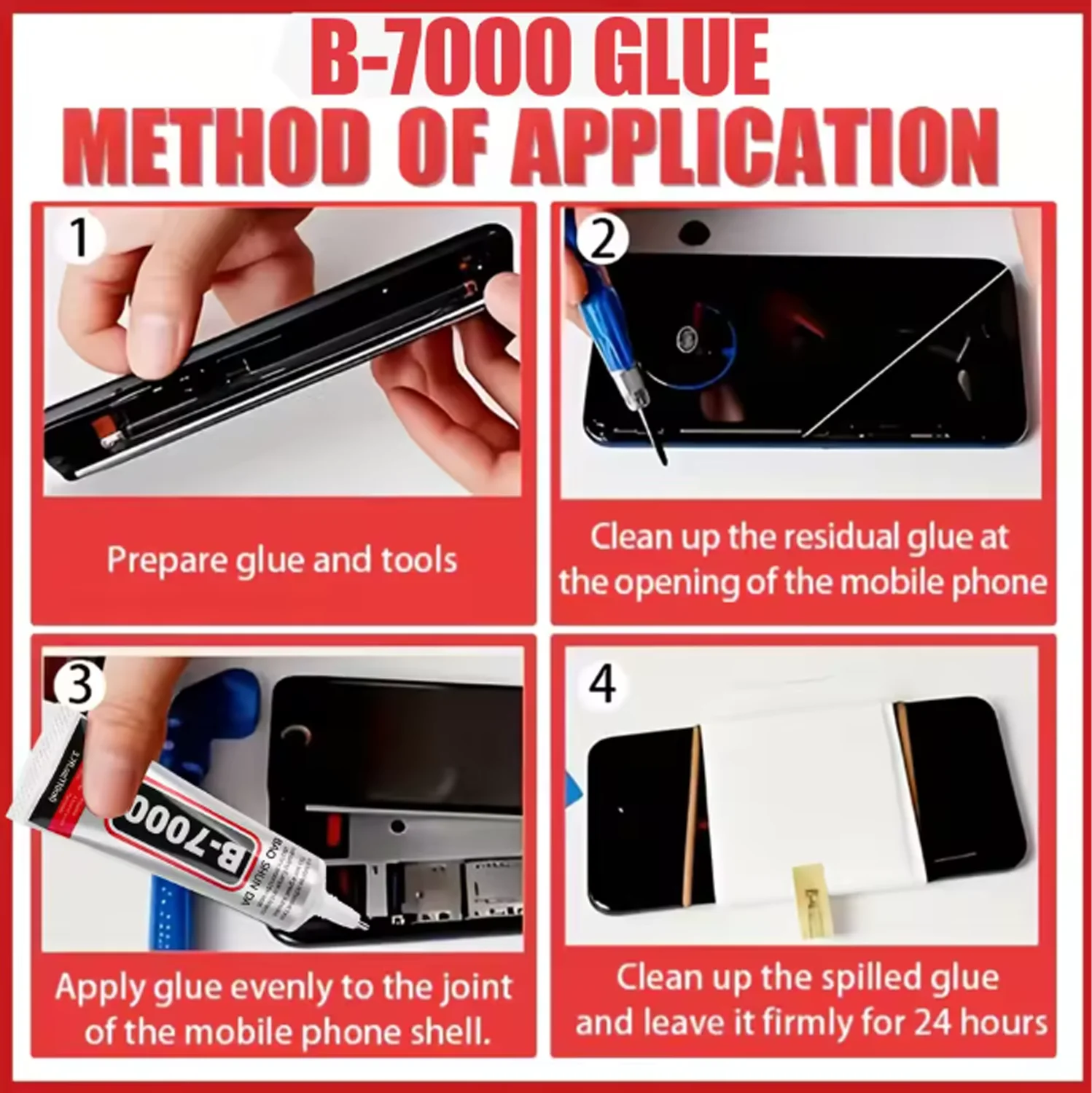 JXVX1-5PC High strength waterproof adhesive for B7000 mobile phone screen, Universal phone glass bonding agent, 15ml fast B7000