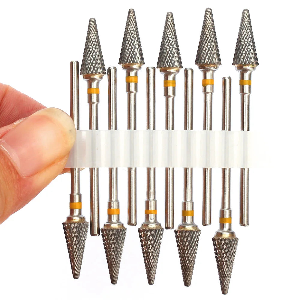 10pc Carbide Manicure Drills Nail Drill Bits Set Milling Cutters Kits Gel Polish Remover Files Electric Burr Tools Accesstries