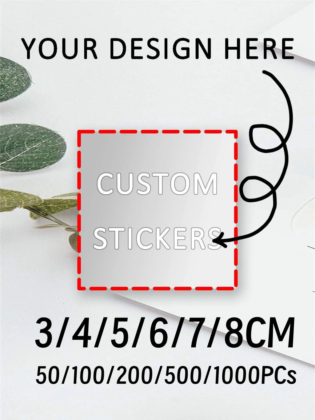 3–8CM Personalized Waterproof Square Stickers | Custom 50-1000 PCs Labels for Thank You, Christmas, Product Label, Gift Tag, DIY
