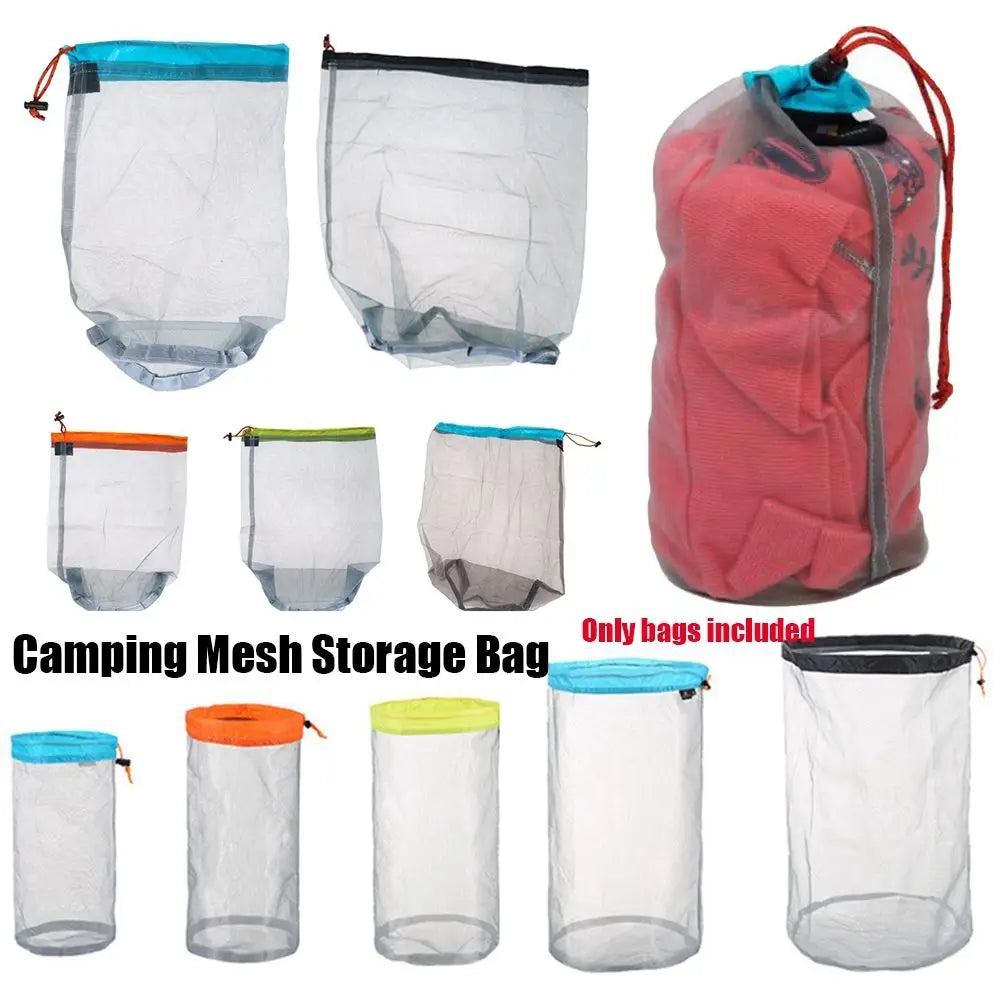 High quality Ultralight Mesh Hiking Tools Traveling Bags Camping Sports accessories Climbing organizer Drawstring Storage Bag