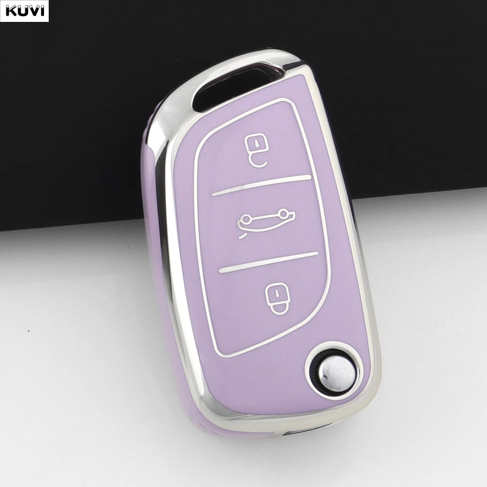 Fashion TPU Car Flip Key Case Cover Shell For Citroen C1 C2 C3 C4 C5 XSARA PICA For Peugeot 306 407 807 For DS DS3 DS4 DS5 DS6