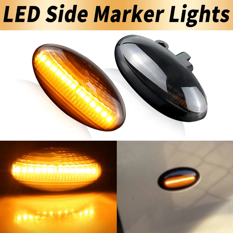 2PCS LED Side Marker Turn Signal Lights Canbus For Citroen C2 03-10 C3 02-up C4 Cactus 14-20 C5 01-08 C6 05-12 C-Crosser 07-