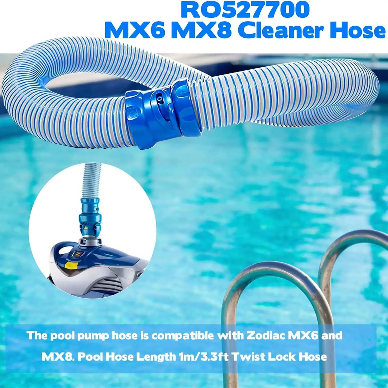 Pool Cleaner Hose Pool Vacuum Twist Lock Hose for Zodiac MX8 Mx6  X7 T3 T5 Pool Cleaner Twist Lock Hose Replacement