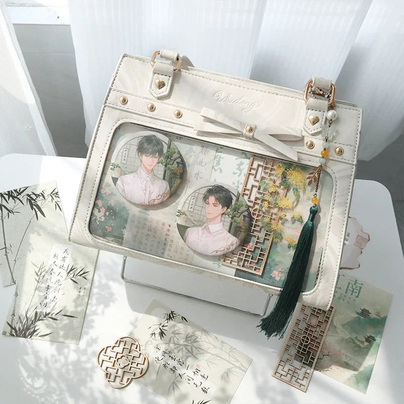 Japanese Teenager Girls Crossbody Bags PU JK Handbags Transparent Ita bag Women handbags Leather Shoulder Bag Bolso