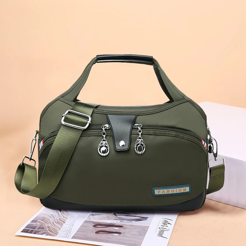 Women Shoulder Crossbody Bag Large-Capacity Oxford Cloth Sling Crossbody Bag Waterproof Anti-Theft Fashion Female Travel Shopper