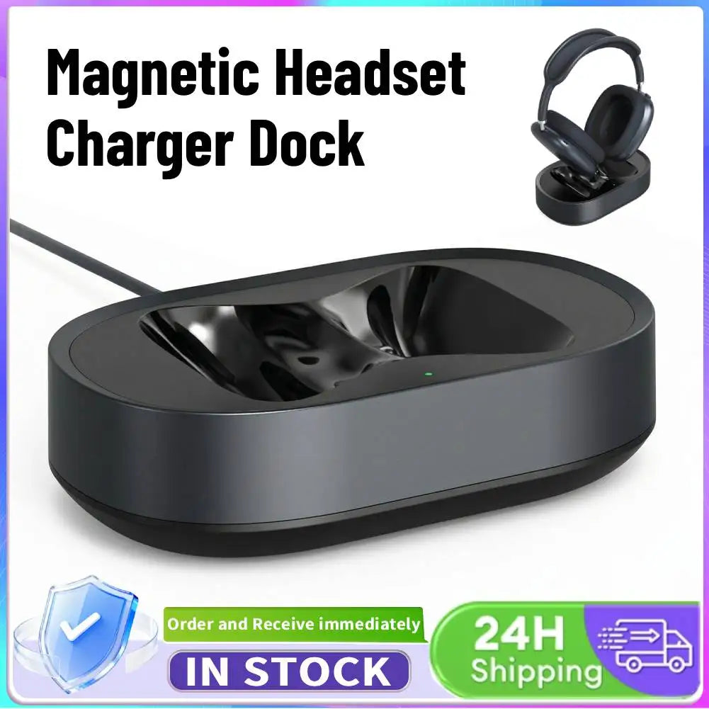 Magnetic Headset Charger Dock Fit for AirPods Max Headphones Accessories Charging Base USB-C with Dual Connectors Anti-Scratch