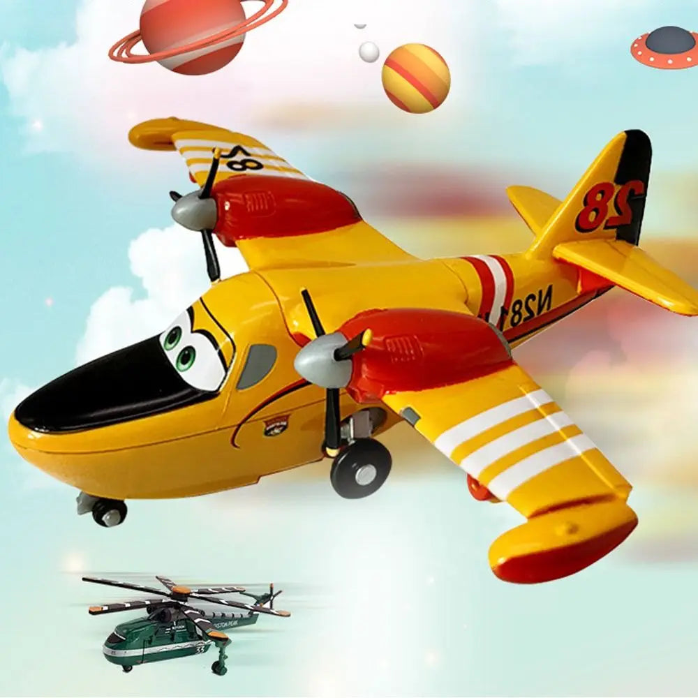 Cute Alloy Pixar Planes Toys Lifelike Cartoon Aircraft mobilization Toys Helicopter Model Toy