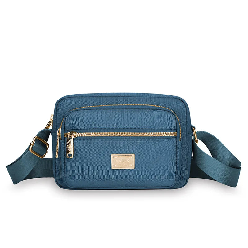Portable Commuter Small Square Shoulder Bag Multi-layer Storage Business Bag Simple and Durable Oxford Cloth Crossbody Bag