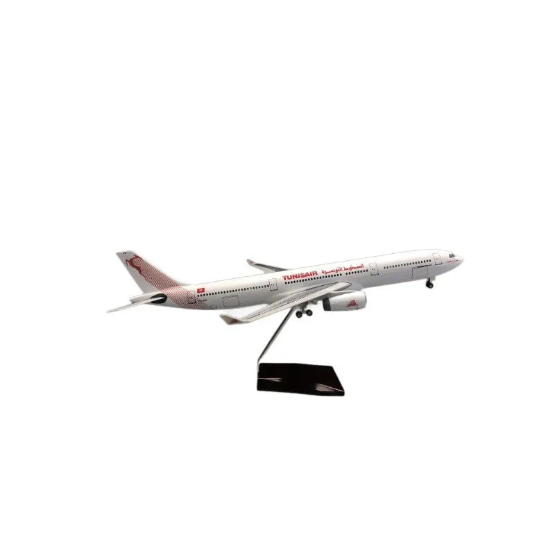 47cm Model Airplane TUNISAIR a330 Resin Scale Plane Model with Landing Gear Wheels Light(Touch or Sound Control) Collected Gift
