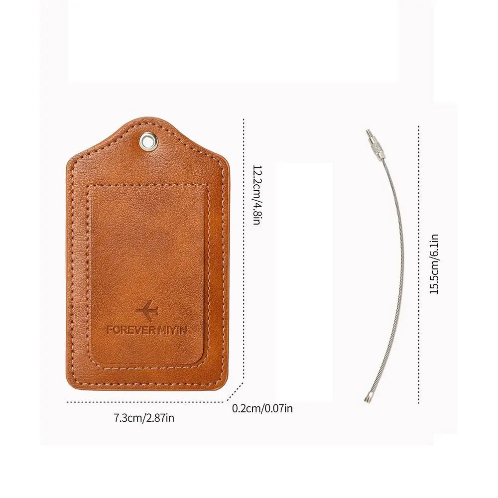 Women Man Anti Loss Wire Rope Loop Leather Luggage Tags Privacy Protection Cover Versatile Baggage Tag Waterproof Boarding Pass