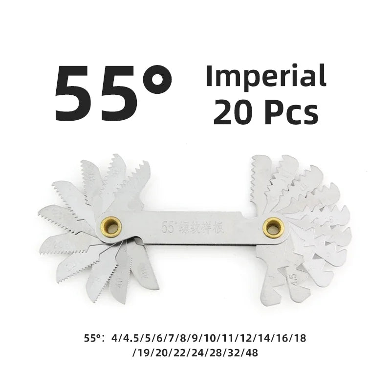 55/60 Degree Thread Plug Gauge Metric Imperial Gear Tooth Screw Pitch Gauges Carbon Steel Measuring Tool Tap Thread Measurement