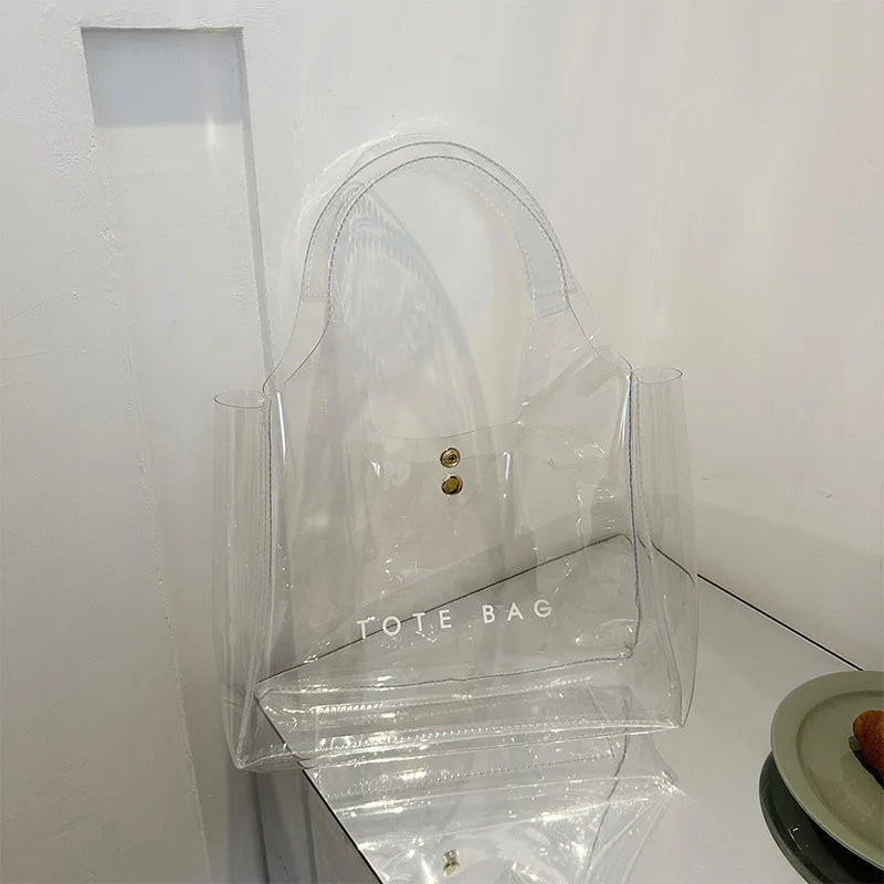 PVC Plastic Transparent Bag Small Tote Bag for Women Jelly Bags Purse and Handbags Mother Kids Bag for Girl Сумка Женская	bolso