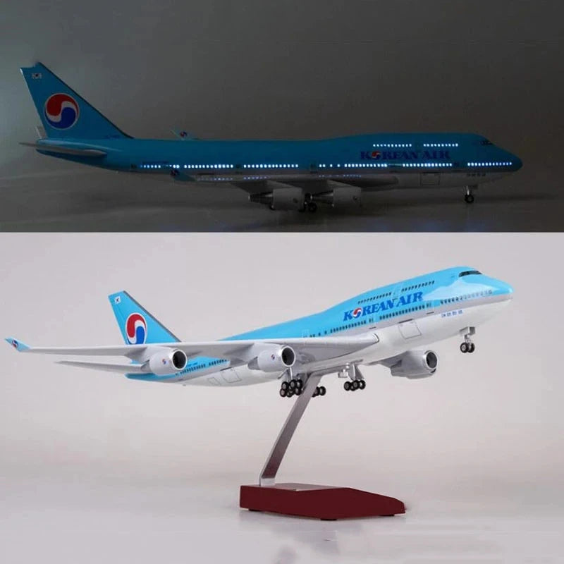 47cm Korean Airline B747 Planes Model 1:150 Scale Resin Diecast Aircraft Model Airplane W Light & Wheel(Touch Or Sound Control)