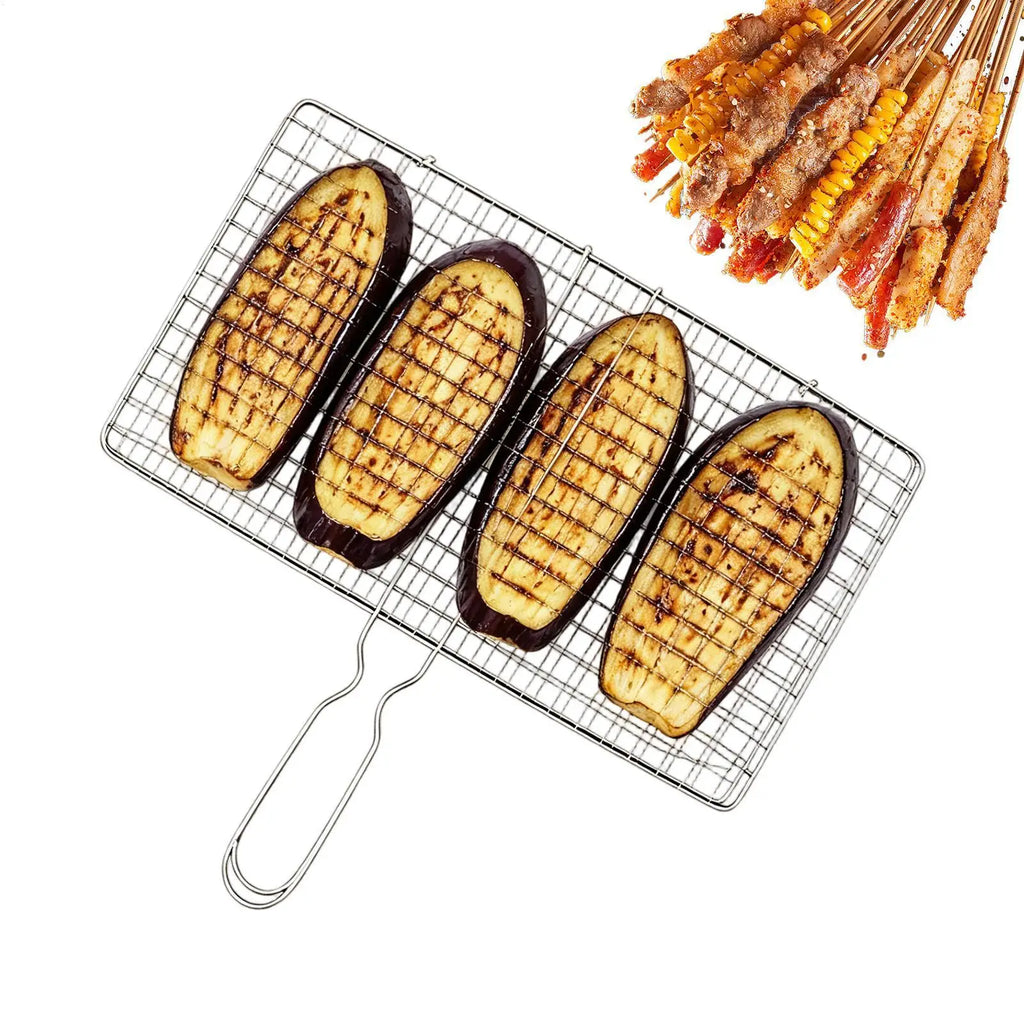 Grill Basket bbq net BBQ Basket Large Folding Grill Basket with Removable Handle.Grill Baskets for Outdoor Grill Camping