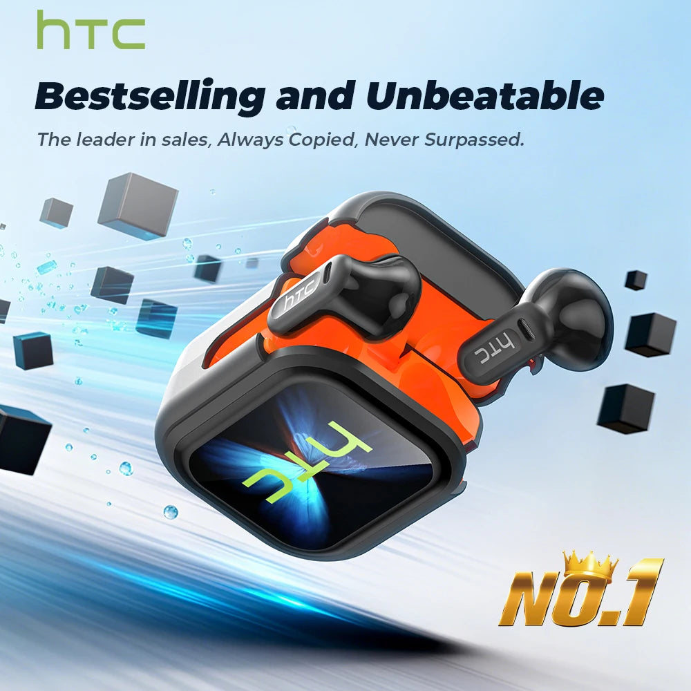 Bluetooth Auricles HTC NE20 True Wireless Earphone Bluetooth 6.0 TWS LCD Display HiFi Bass Sound Headphones Type C Choice