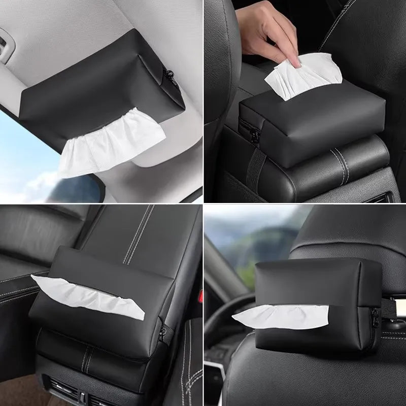 Car Tissue Box, (Large - One Size) Sunshade Seatbackrest Hanging Tissue Box, Car Armrest Box, Car Storage and Organizing Accesso
