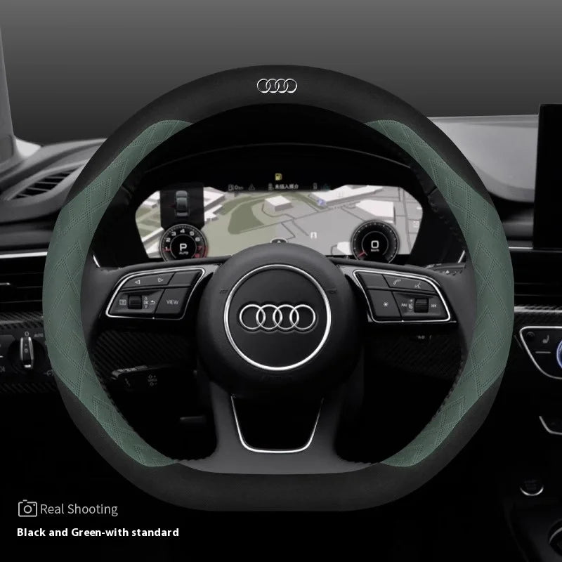 Car Steering Wheel Cover For Audi ABT A1 A2 A3 A4 A5 A6 A7 A8 Q2 Q3 Q4 Q5 Q7 Q8 TT RS3 RS4 RS5 RS6 RS7 S3 S4 S5 S6 S7 S8 S line