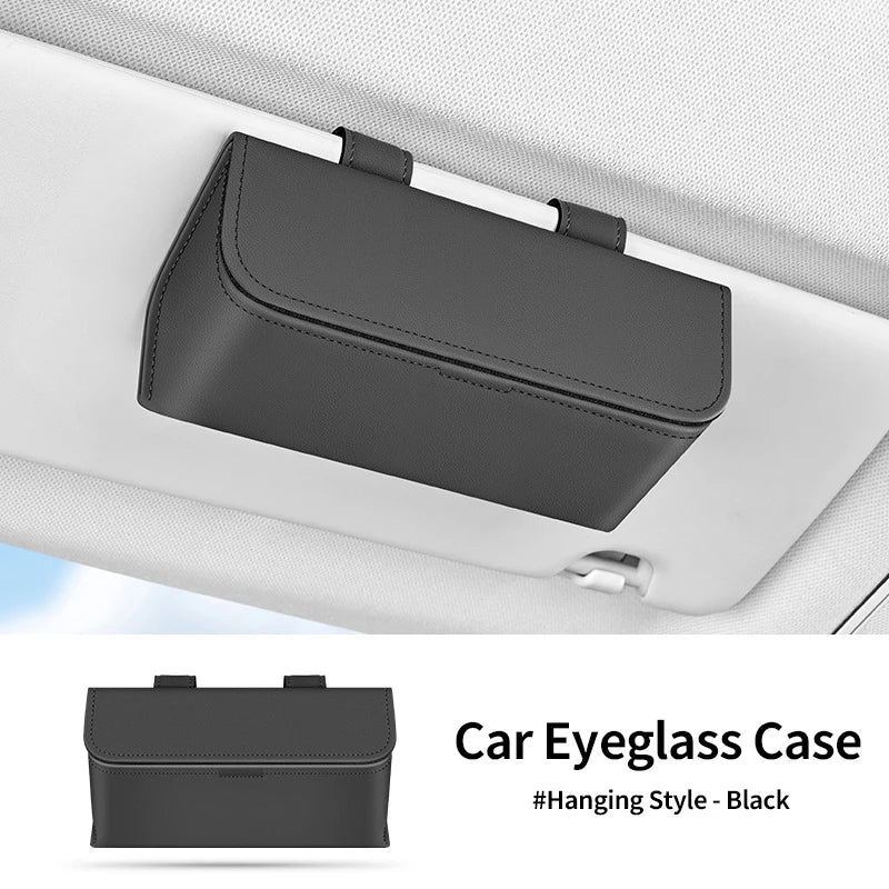 Car Sun Visor Glasses Holder Leather Multi-functional Storage Case Auto Sunglasses Holder Car Storage Box Interior Accessories