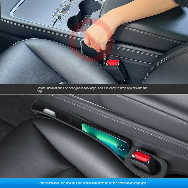 2PCS Seat Gap Storage Box for Tesla Model 3 Y Strip Crevice Organizer Filler Pocket Multifunction Wallet Keys Card Phone Holder