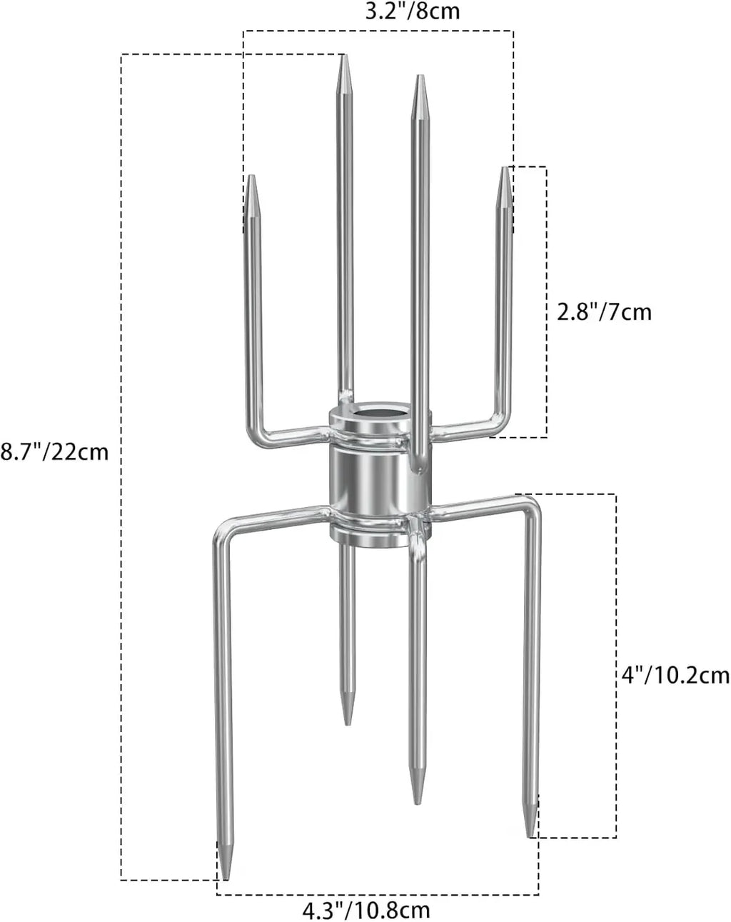 Double Sided Rotisserie Fork 304 Stainless Steel 4 Prong BBQ Grill Skewer 5/16 Spit Rod Outdoor Roasting Camping Meat Tool