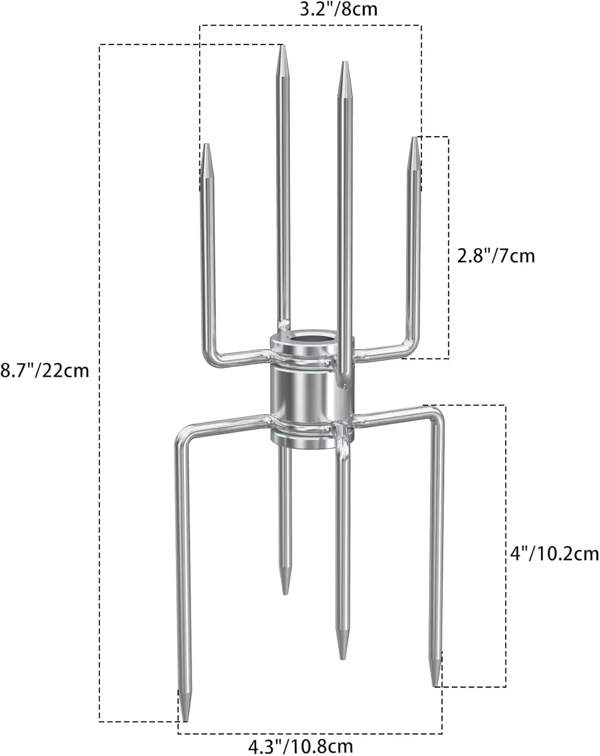 Double Sided Rotisserie Fork 304 Stainless Steel 4 Prong BBQ Grill Skewer 5/16 Spit Rod Outdoor Roasting Camping Meat Tool