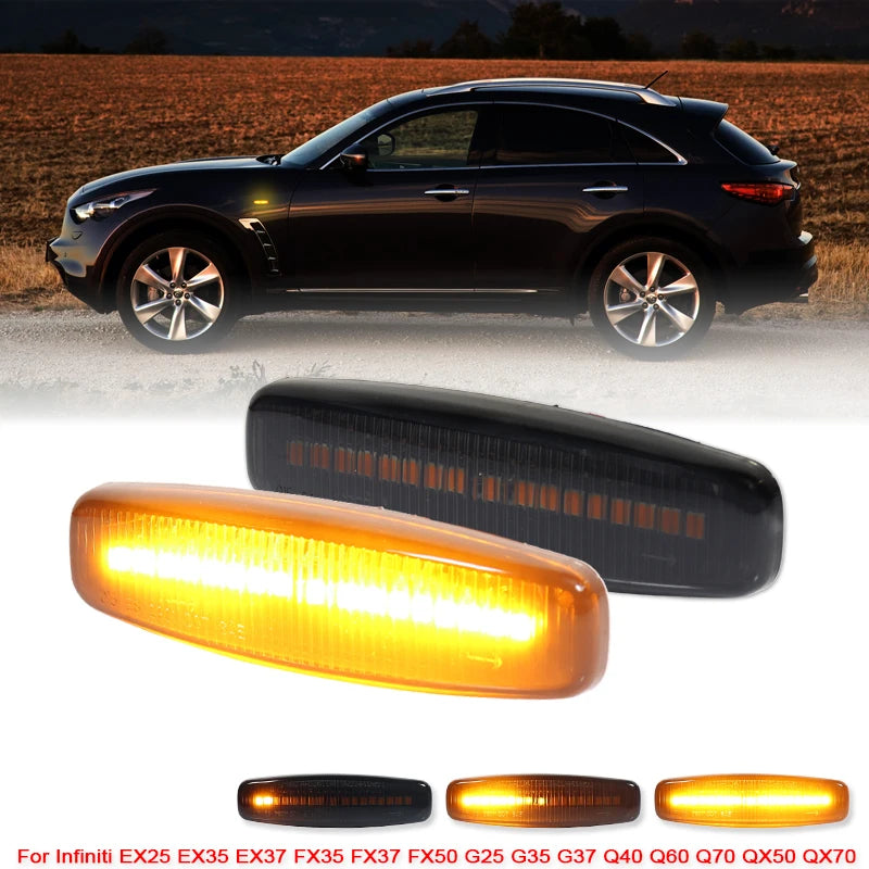 LED Dynamic Side Marker Turn Signal Lights For Infiniti EX25 EX35 EX37 FX30d FX35 FX37 FX50 G25 G35 G37 JX35 M25 M35 M37