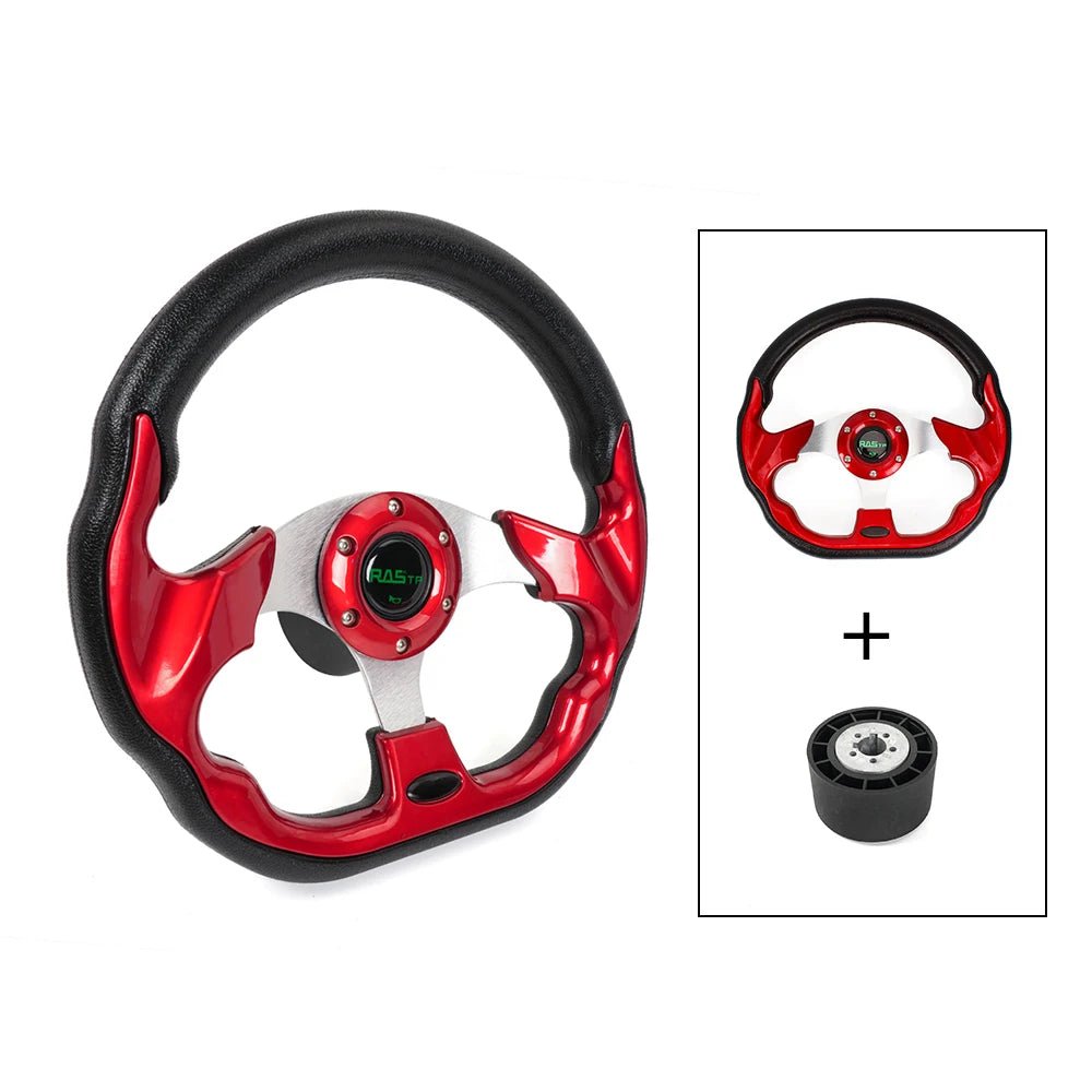 RASTP-12.7" Marine Boat Steering Wheel with Hub Adapter 3/4" Axle Keyway 3 Spokes for Most Marine Boats,Yachts STW031+QR045