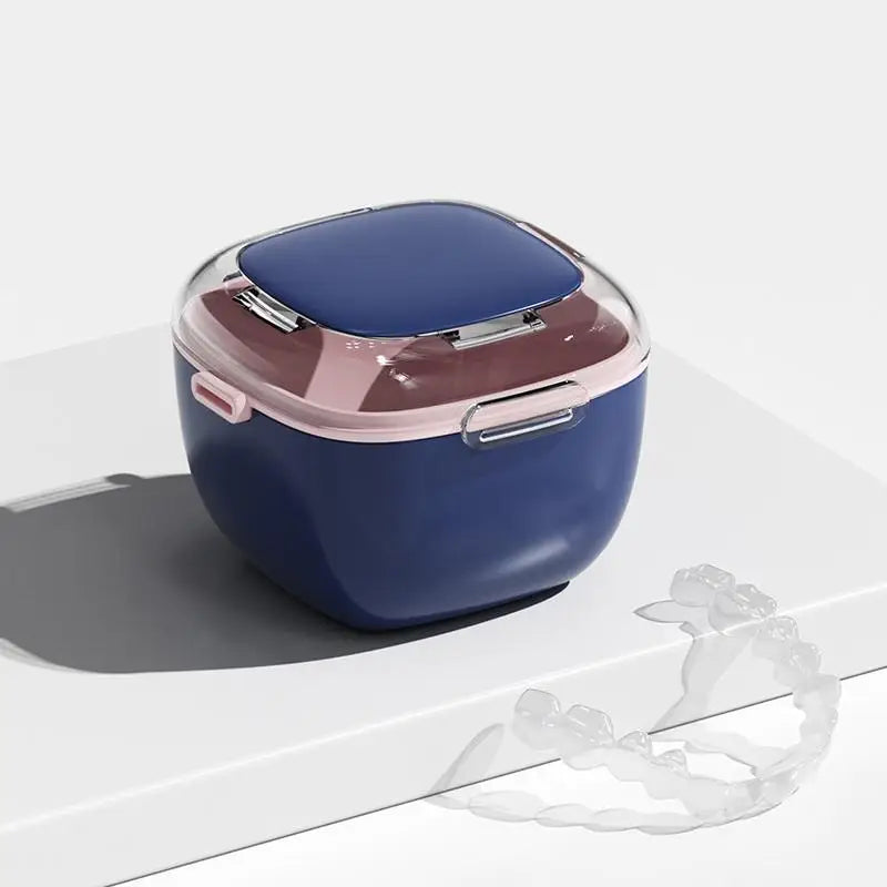 Denture Case with Lid Portable Denture Box for Travel and Daily Cleaning