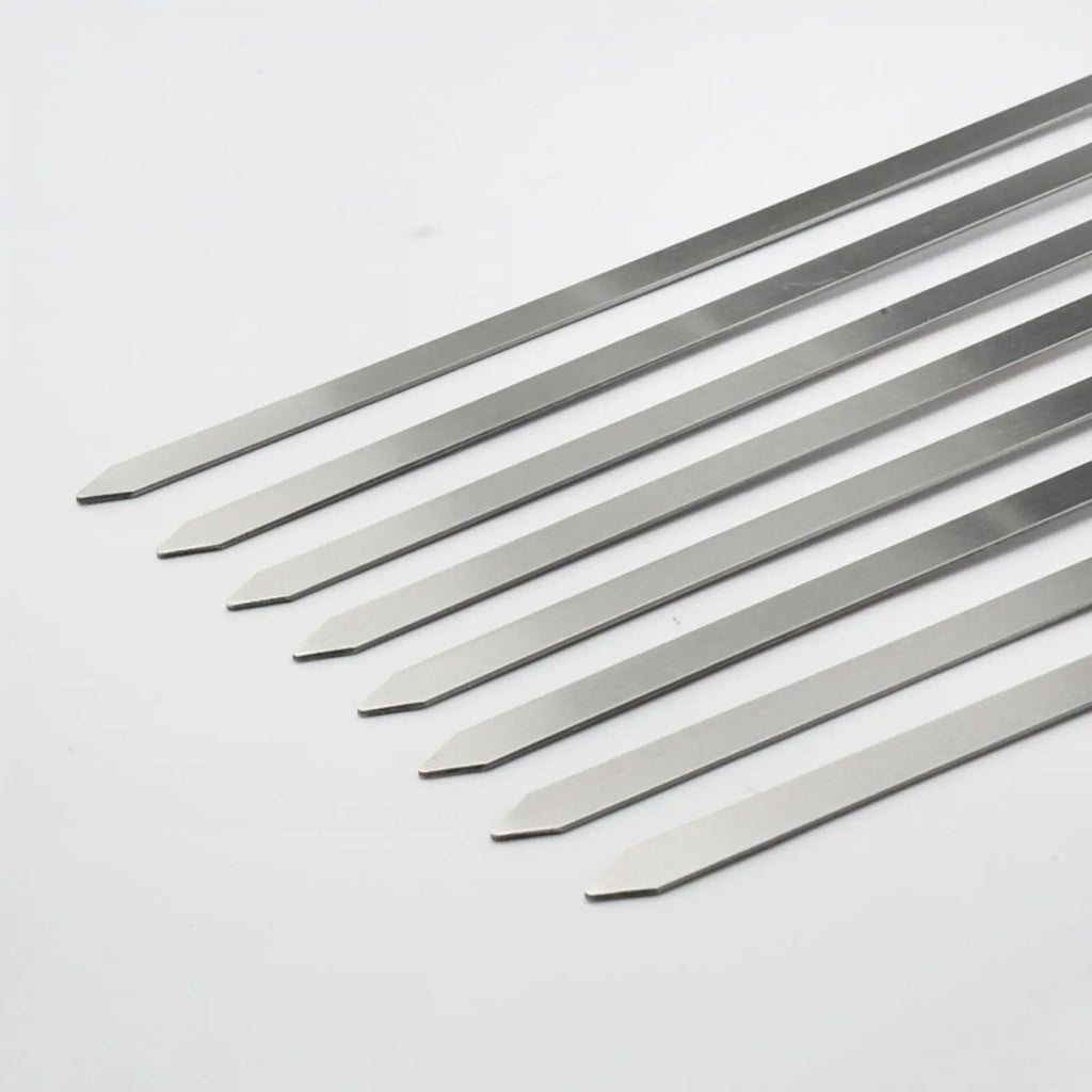 8 Pieces Barbecue Skewers Outdoor Cooking with Storage Pouch Reusable Kebab Skewers for BBQ Meats Grilling Prawn Seafood
