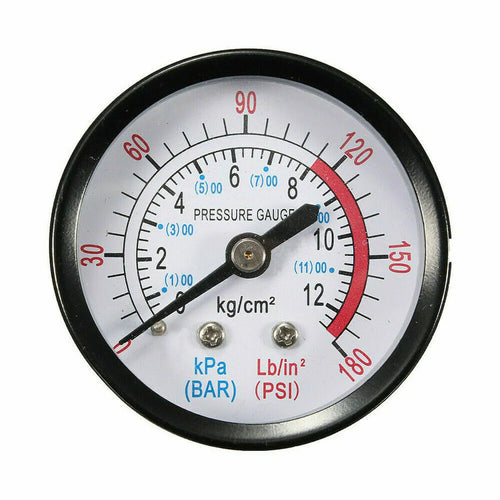 0-180PSI 0-12Bar Water Pressure Dial Hydraulic Pressure Gauge Meter Manometer For Air Compressor