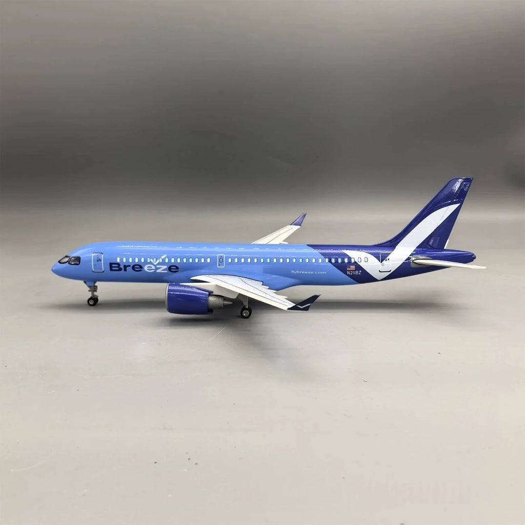 38cm Resin Plane Model A220-300 American Airways Scale Aircraft Diecast Plane Toy With Wheels & LED Light Aviation Hobby Gifts