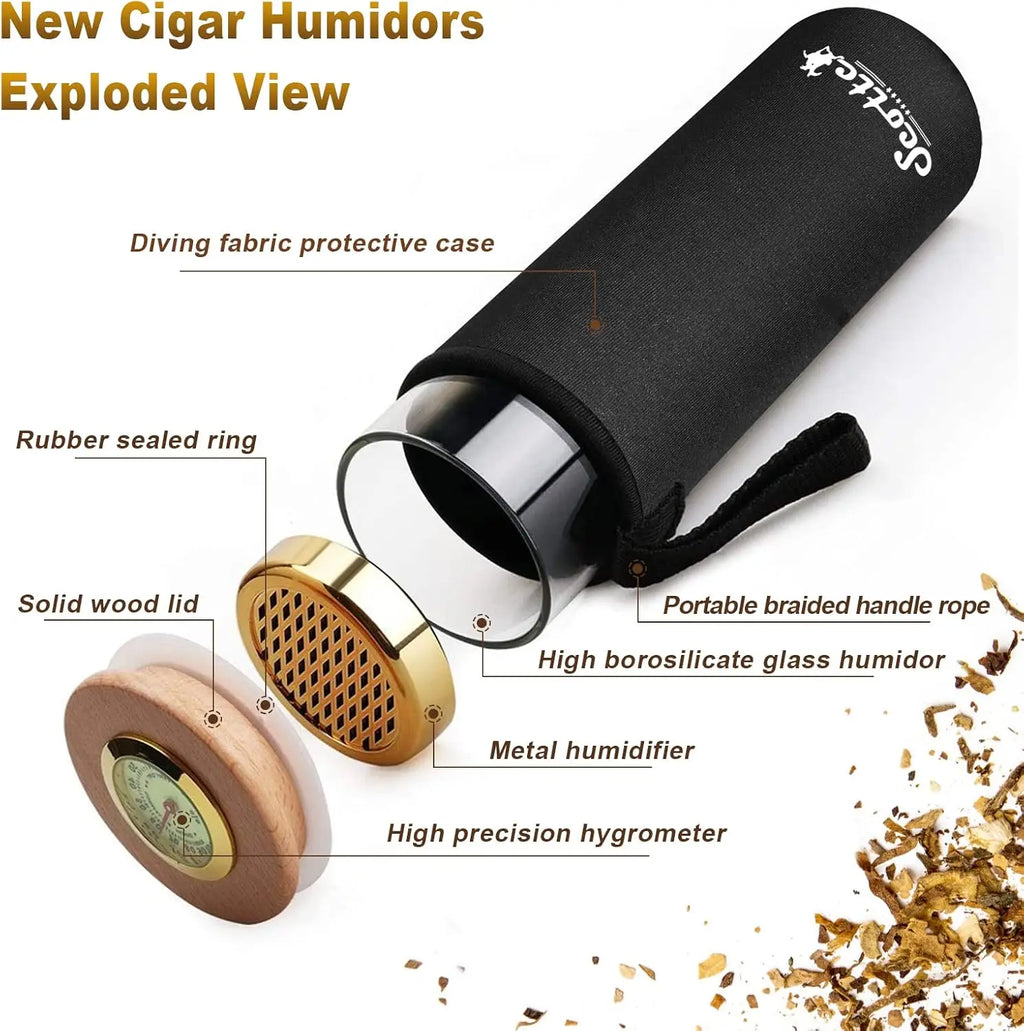 Cigar Case Humidor Gift Box Cigars Jar Humidifiers, Travel Cigar Tube for 4 to 5 Cigars