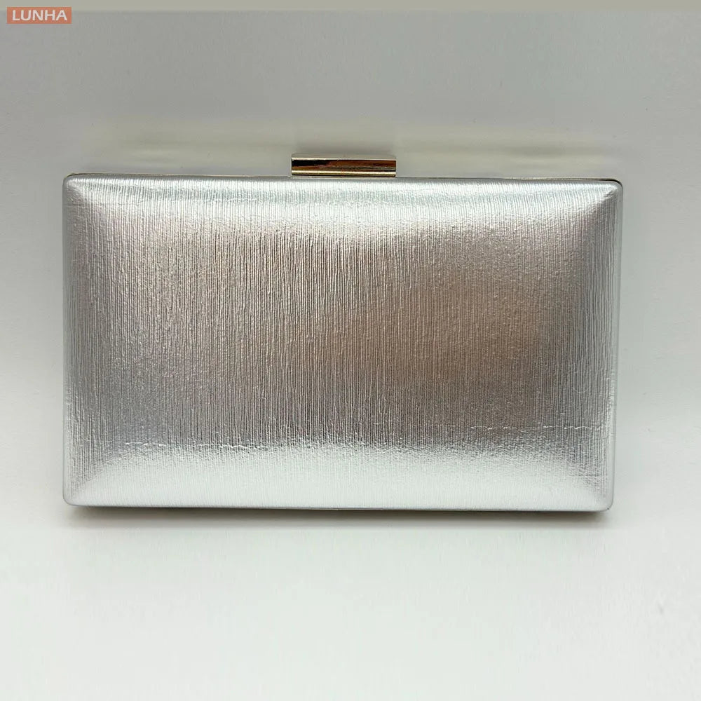 Evening Bags Vintage Metallic Box Bag Gold Silver Luxury Clutch Dinner Bag Hard Case Crossbody Purse for Party Wedding Gathering