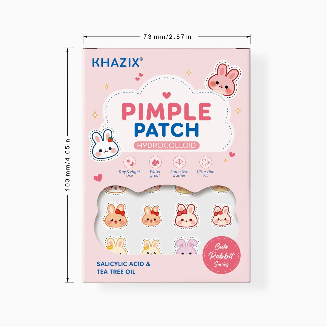 Cute Rabbit Acne Patches, 120 Pieces, Super Sweet for Girls, Hollow Design, Pink Series