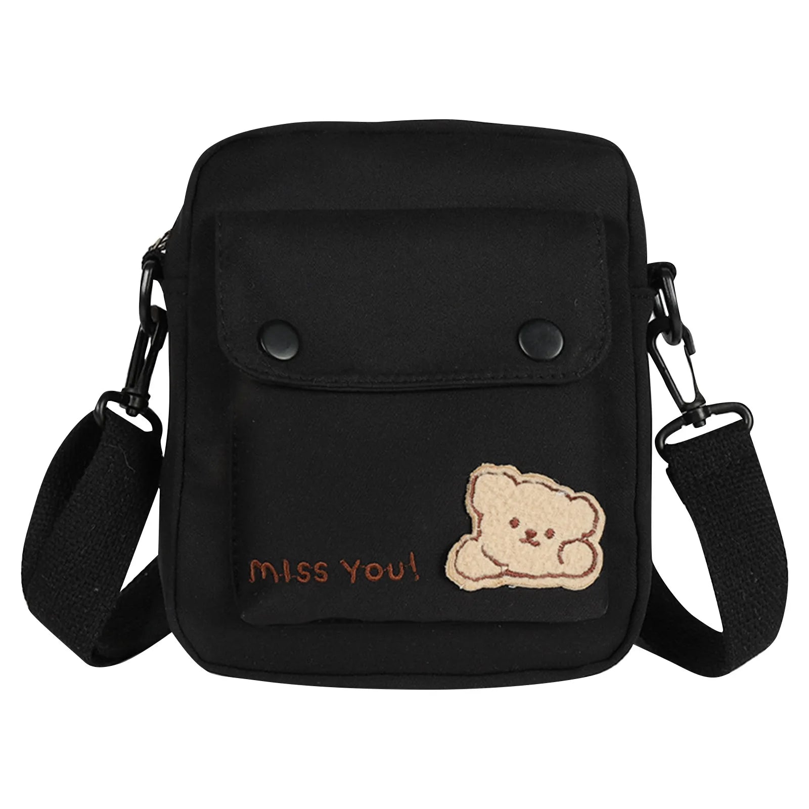 Kawaii Backpack Women'S Cute Versatile Cartoon Bear Canvas Bag College Student Crossbody Bag Backpack Shoulder Bag Purses