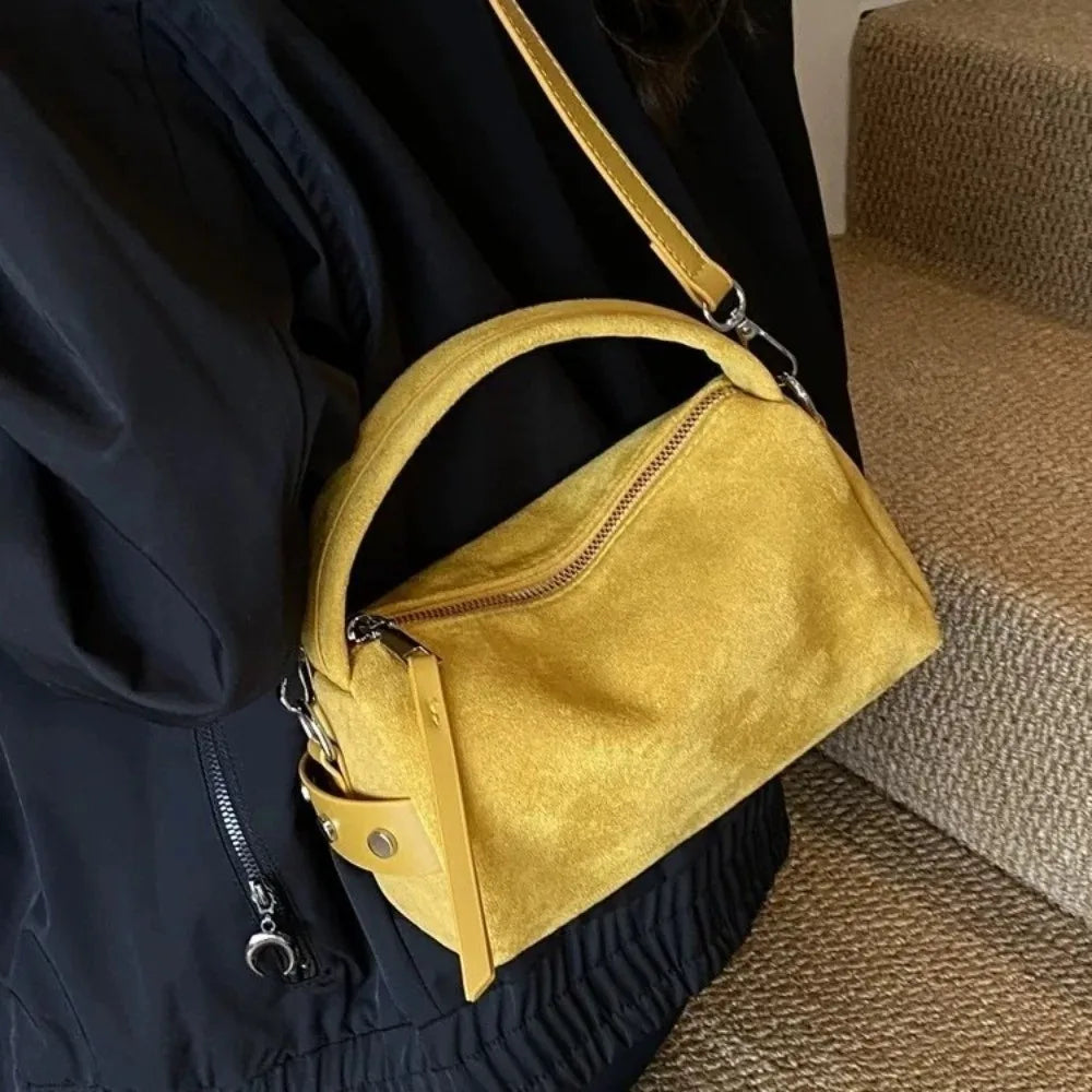 Luxury Mini Size Shoulder Bag Frosted Surface PU Leather Pillow Bag Matte Suede Women's Handbag Daily Use