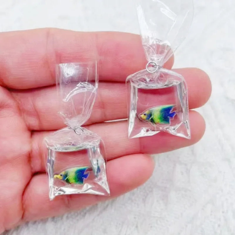 10pcs simulation transparent water bag small fish goldfish carp DIY jewelry accessories keychain pendant earrings accessories
